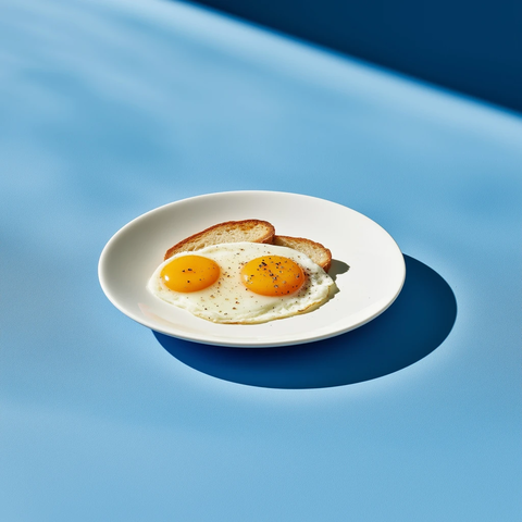 白盘鸡蛋吐司蓝光桌