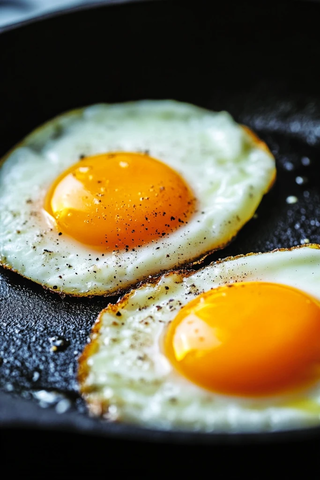 煎锅中的双黄煎蛋