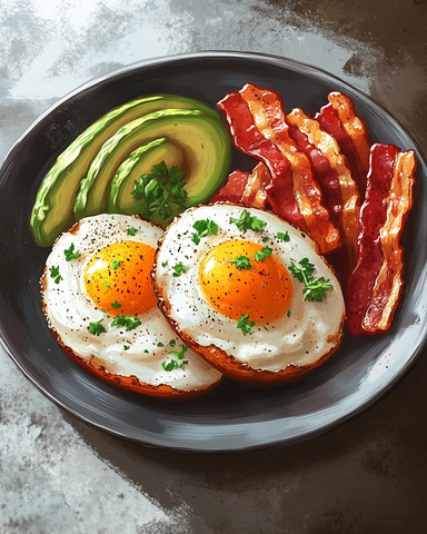 鸡蛋培根牛油果早餐