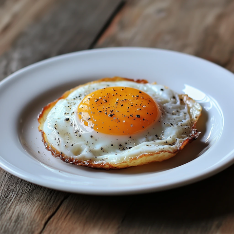 黄金蛋液脆边煎蛋白盘
