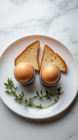 金属蛋杯软煮蛋吐司切片