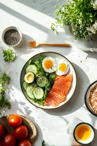 厨房餐桌低碳水食物摆盘