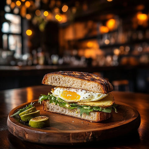 牛油果鸡蛋三明治木盘