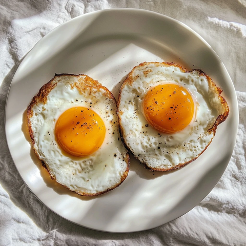 煎蛋白盘早餐桌