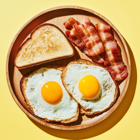 烤面包培根荷包蛋早餐