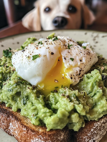 牛油果吐司配水煮蛋狗狗入镜