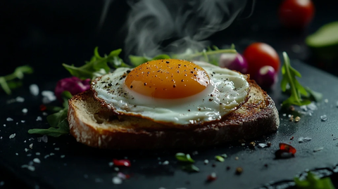 煎蛋吐司与蔬菜组合