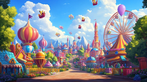 充满童话色彩的游乐园全景