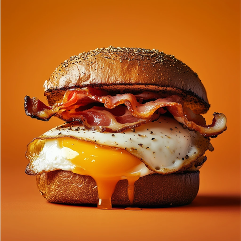 培根鸡蛋三明治配布里欧修面包