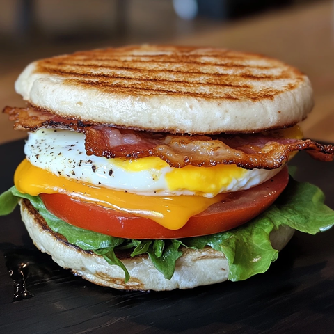 英式松饼培根鸡蛋芝士三明治