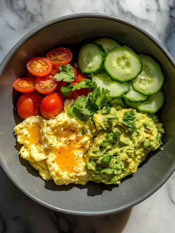 鸡蛋黄瓜番茄粒粒早餐