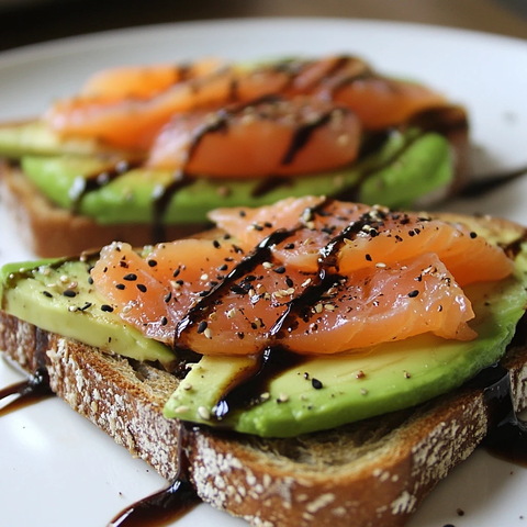 全麦吐司配牛油果熏鳟鱼