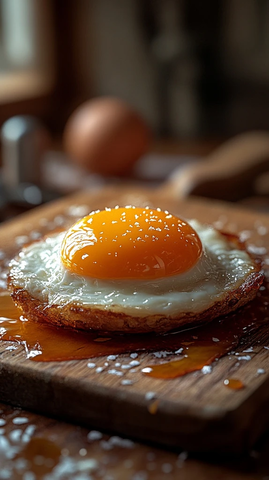 裂开鸡蛋黄溢出木桌