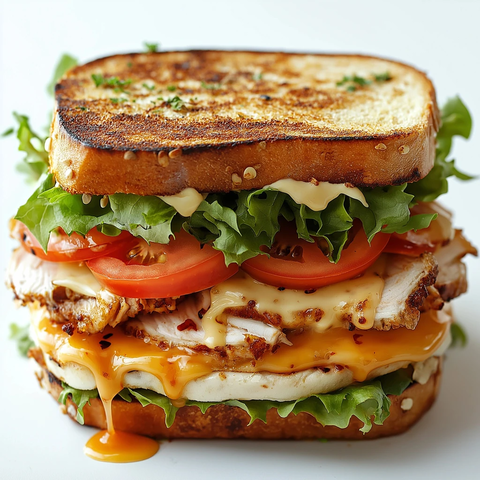 火鸡三明治配橙色酱汁