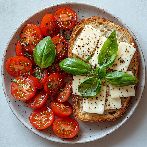 面包芝士番茄摆盘