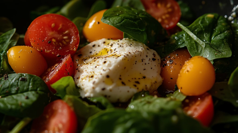 生菜番茄芝麻菜布拉塔沙拉