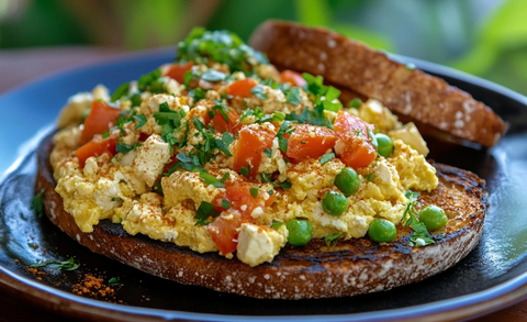 豆腐鸡蛋配青豆面包