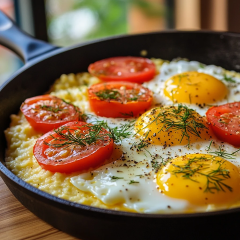 煎蛋番茄粥配酸奶油