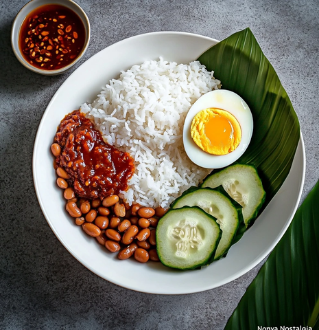 白米豆类辣酱配黄瓜鸡蛋