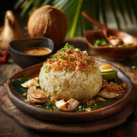 椰香米饭搭配香料装饰