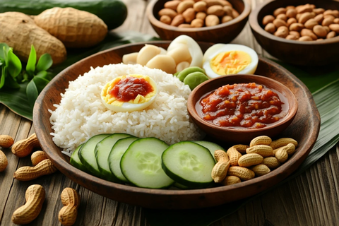 椰浆饭配桑巴酱鸡蛋花生