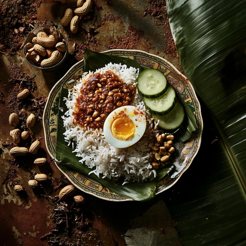 椰浆饭配参巴酱鸡蛋黄瓜