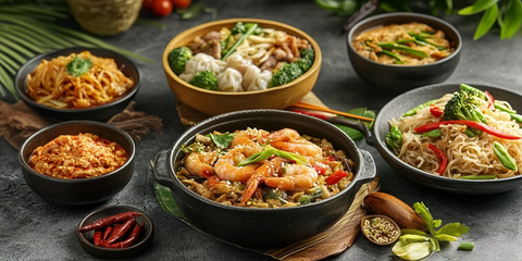 亚洲菜品前视摄影