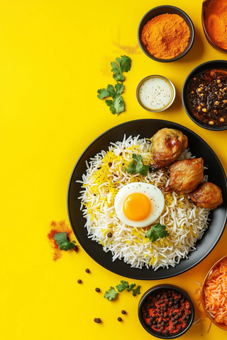 香料米饭煎蛋平铺美食