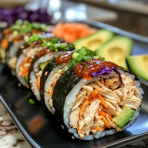 鸡肉胡萝卜紫甘蓝寿司