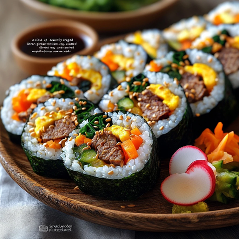 韩式紫菜包饭配蔬菜牛肉