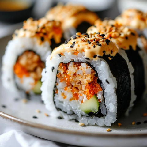 自制火山卷寿司家庭晚餐