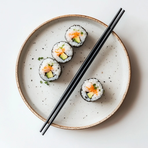 寿司摆盘与筷子
