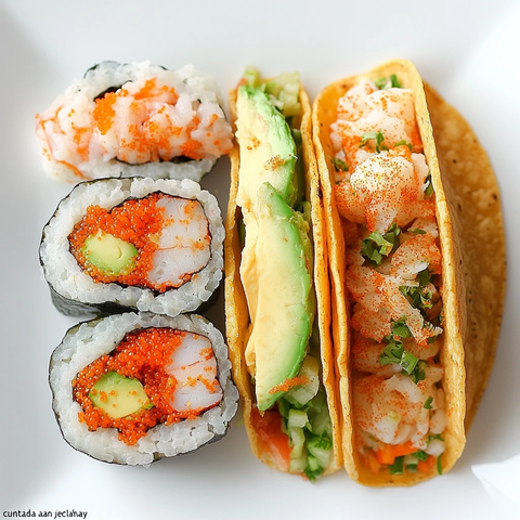 寿司和塔可拼盘