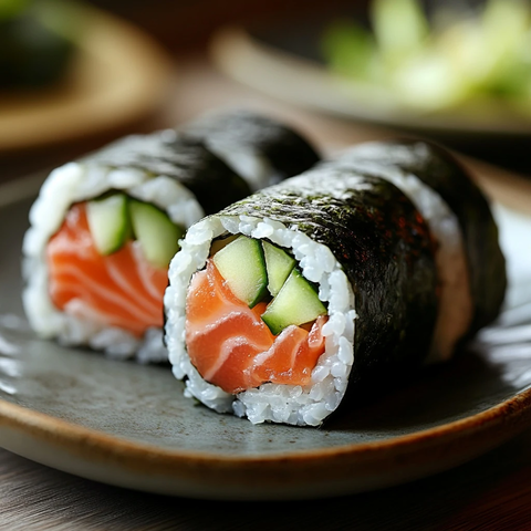 新鲜寿司卷配生鱼片黄瓜