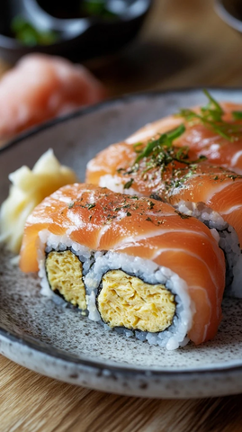 日式蛋卷配寿司三文鱼