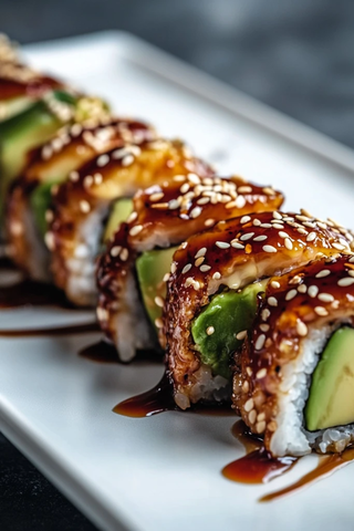 鳗鱼牛油果寿司卷细节