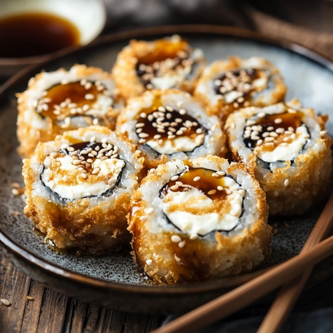 脆皮天妇罗卷配奶油芝士