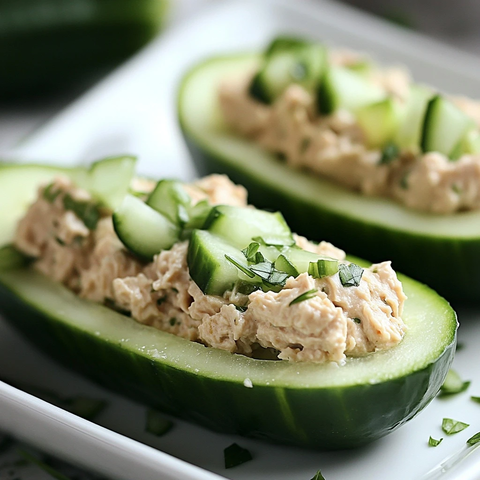 黄瓜船装金枪鱼沙拉