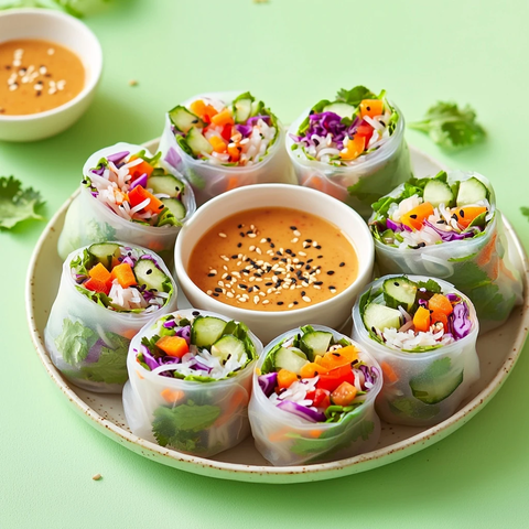 春卷蔬菜拼盘配花生酱