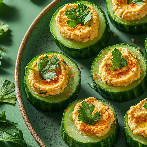 黄瓜杯配鹰嘴豆泥儿童派对