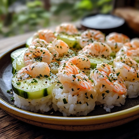 黄瓜虾仁拌饭配黑盐白胡椒