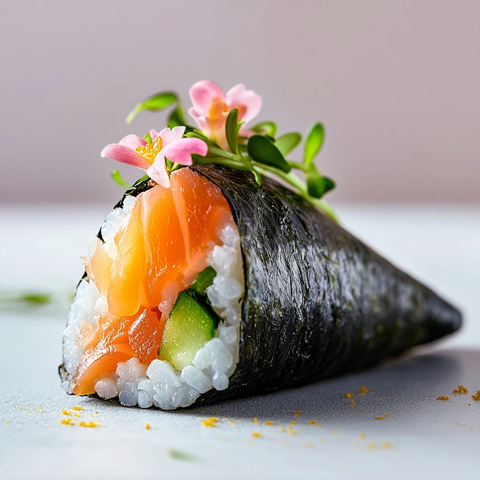 寿司手卷搭配顶部装饰
