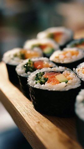 素食寿司咖啡馆长镜头摄影