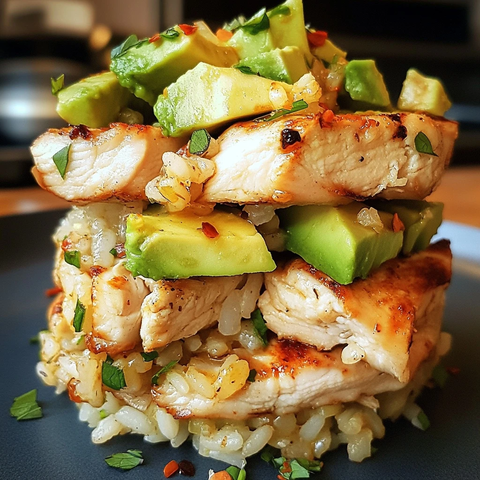 蜂蜜青柠鸡胸肉牛油果饭