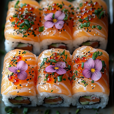 寿司排列特写空间间隔