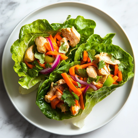 鸡肉胡萝卜甜椒红洋葱香菜生菜卷