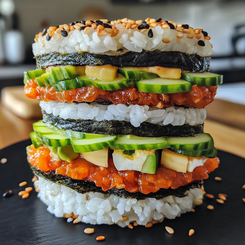 寿司汉堡米饭鱼肉配料