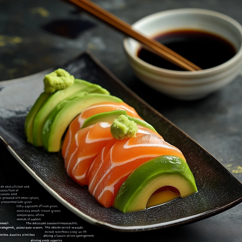 牛油果刺身搭配酱油芥末