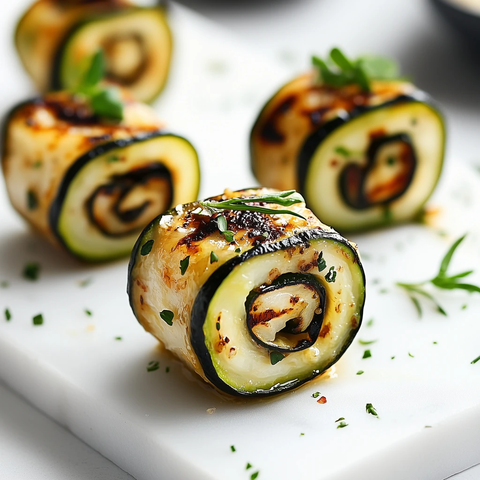 烤西葫芦绿豆松露卷小食