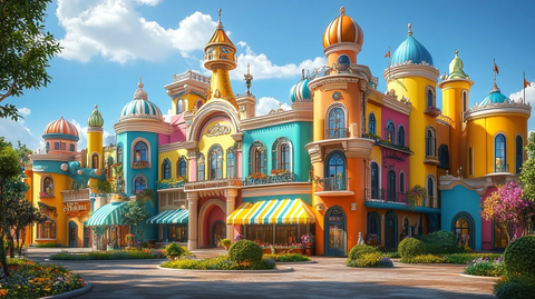 色彩斑斓的童话城堡建筑